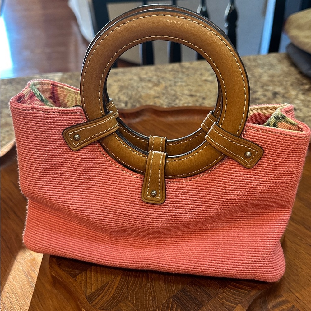 FOSSIL SMALL PINK PURSE HANDBAG with LEATHER HANDLES